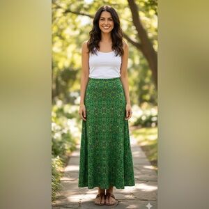 LuLaRoe Green & Blue Aztec Patterned Maxi Skirt XS NWT